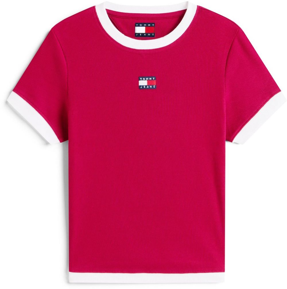 Tommy Jeans Tričko  cyklaménová / biela