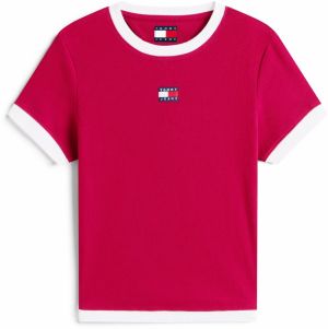 Tommy Jeans Tričko  cyklaménová / biela