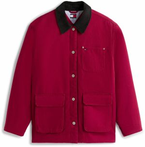 Tommy Jeans Prechodná bunda  karmínovo červená / čierna