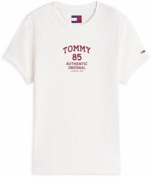 Tommy Jeans Tričko  krvavo červená / šedobiela