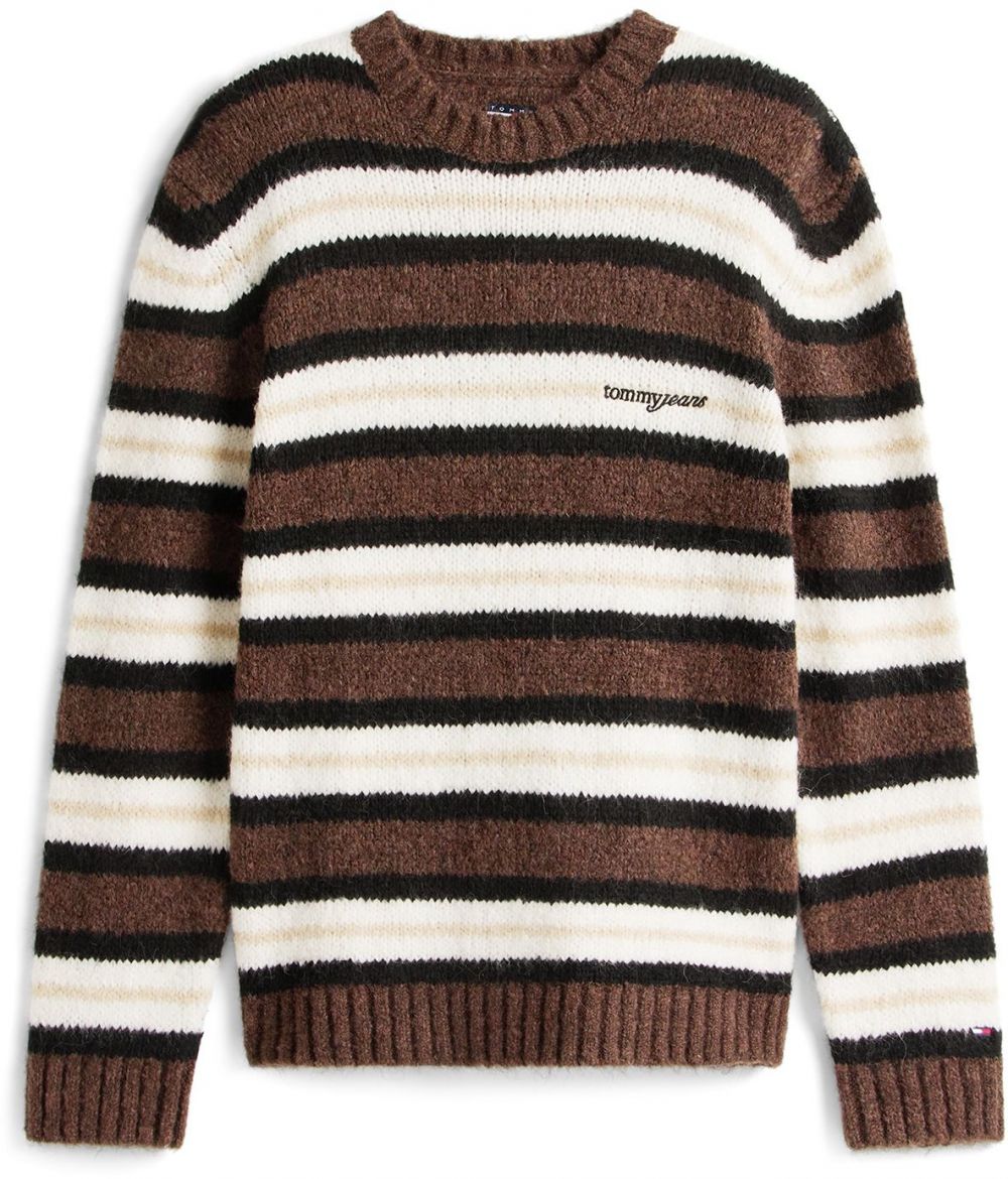 Tommy Jeans Sveter  béžová / hnedá / čierna / biela