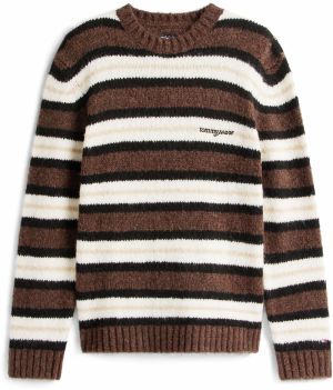 Tommy Jeans Sveter  béžová / hnedá / čierna / biela