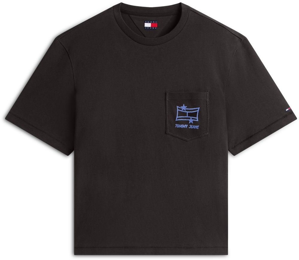 Tommy Jeans Tričko  azúrová / čierna