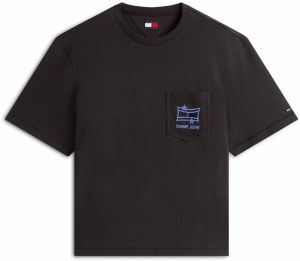 Tommy Jeans Tričko  azúrová / čierna