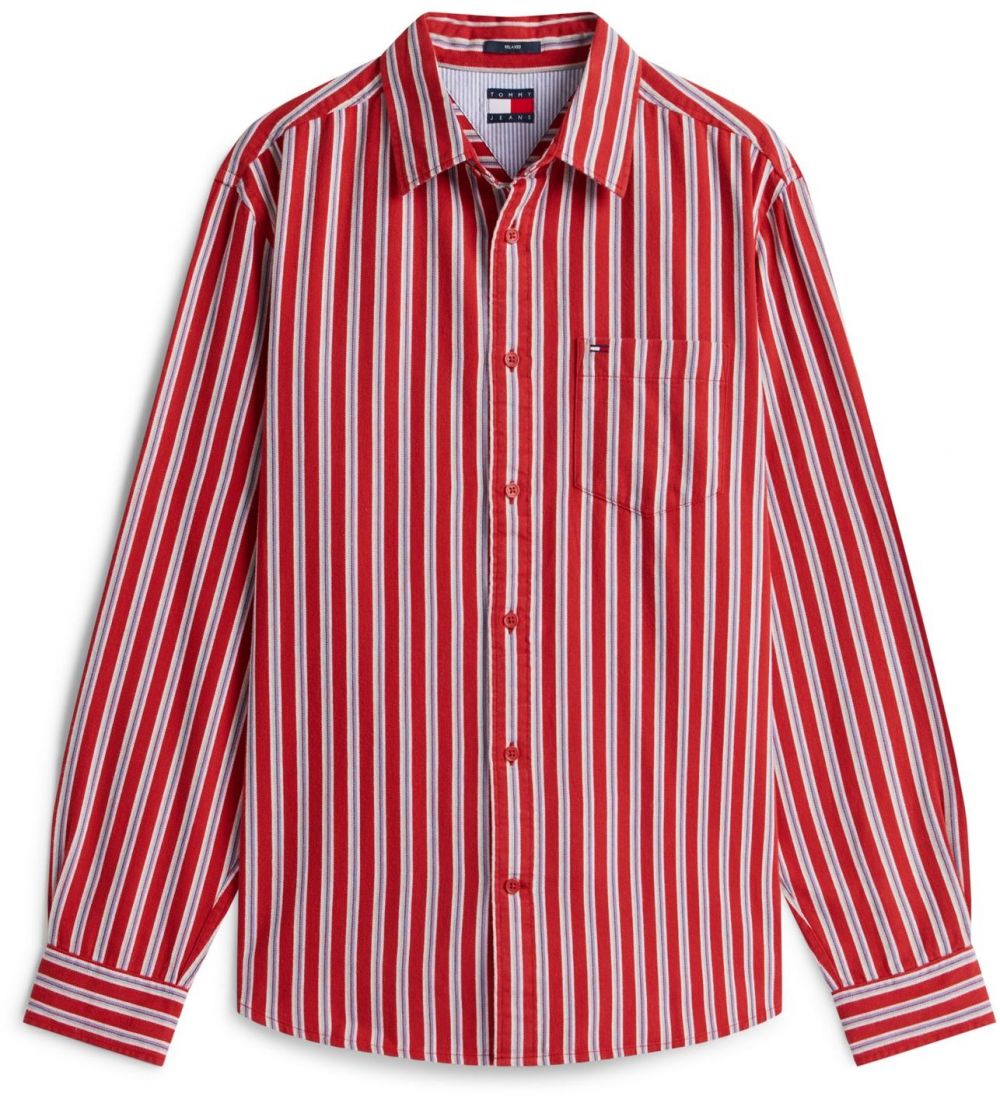 Tommy Jeans Košeľa  svetlomodrá / červená / biela