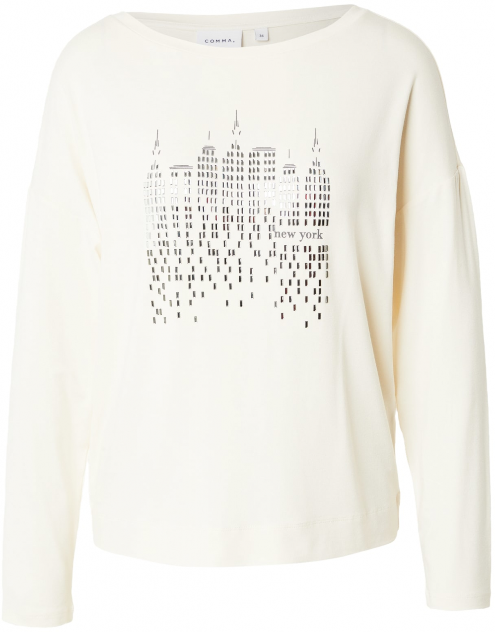 COMMA Tričko  krémová / strieborná