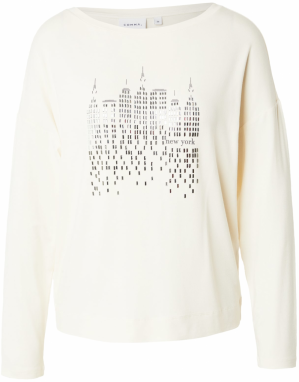COMMA Tričko  krémová / strieborná