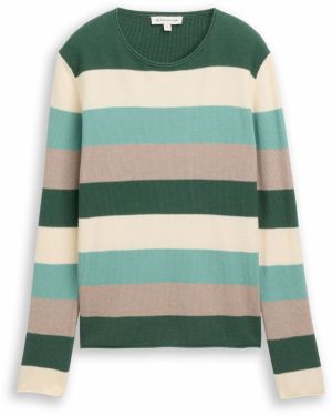 TOM TAILOR Sveter  tyrkysová / tmavošedá / tmavozelená / vaječná škrupina