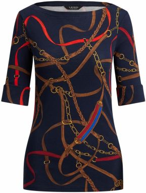 Lauren Ralph Lauren Tričko  námornícka modrá / hnedá / zlatá žltá / červená