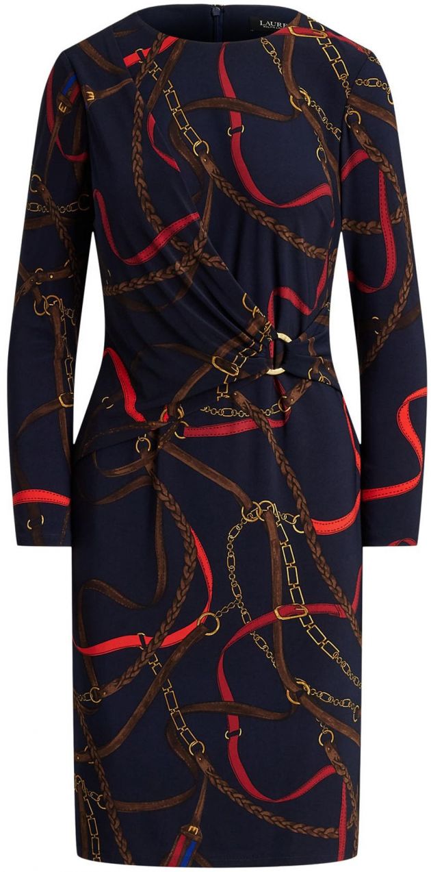 Lauren Ralph Lauren Šaty  námornícka modrá / hnedá / žltá / červená