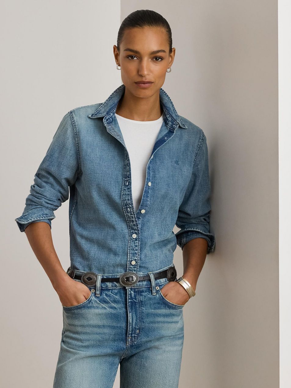 Lauren Ralph Lauren Blúzka  modrá denim