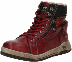 MUSTANG Šnurovacie členkové čižmy  tmavočervená / čierna