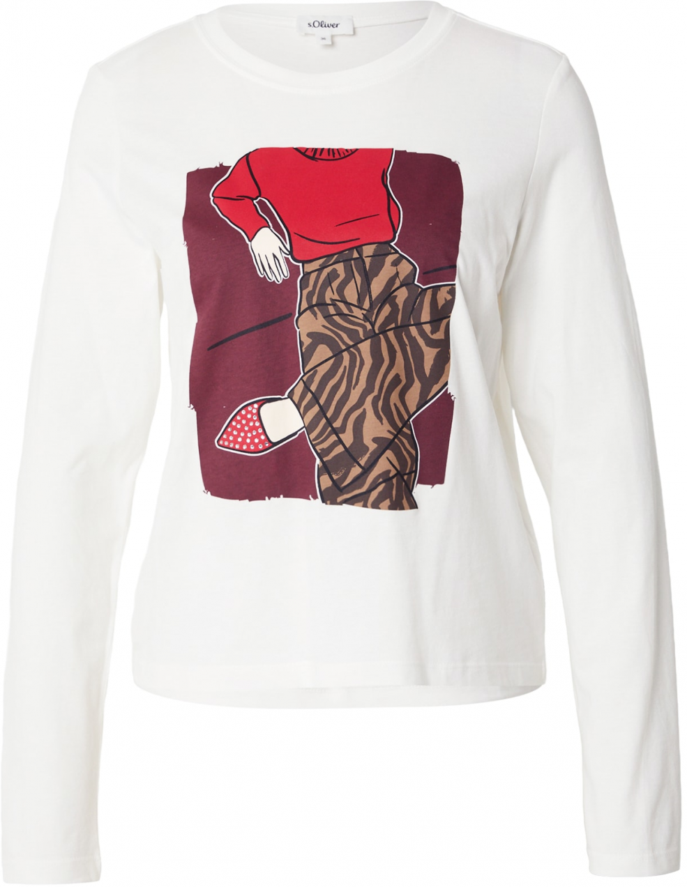 s.Oliver Tričko  nebielená / červená / bordová