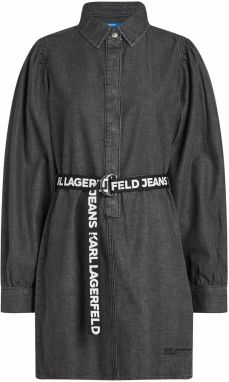 KARL LAGERFELD JEANS Košeľové šaty  čierna / biela
