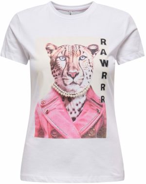 ONLY Tričko 'ONLVIBE'  svetlohnedá / ružová / biela