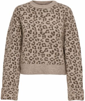 ONLY Sveter 'ONLLina'  tmavohnedá / sivobéžová