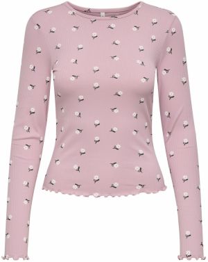 ONLY Tričko 'ONLINA'  sivá / orgovánová / biela