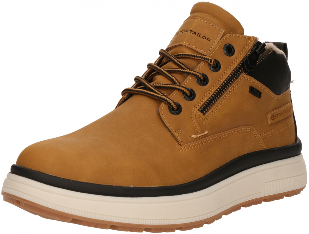 TOM TAILOR Šnurovacie čižmy  koňaková / čierna