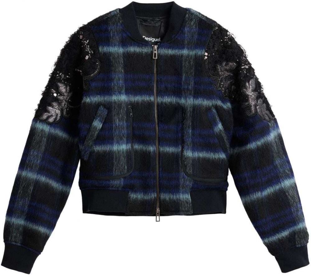 Desigual Prechodná bunda  tmavomodrá / modrofialová / čierna