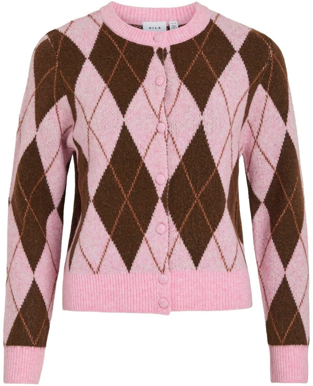 VILA Kardigán 'VINORE'  hnedá / svetlohnedá / ružová