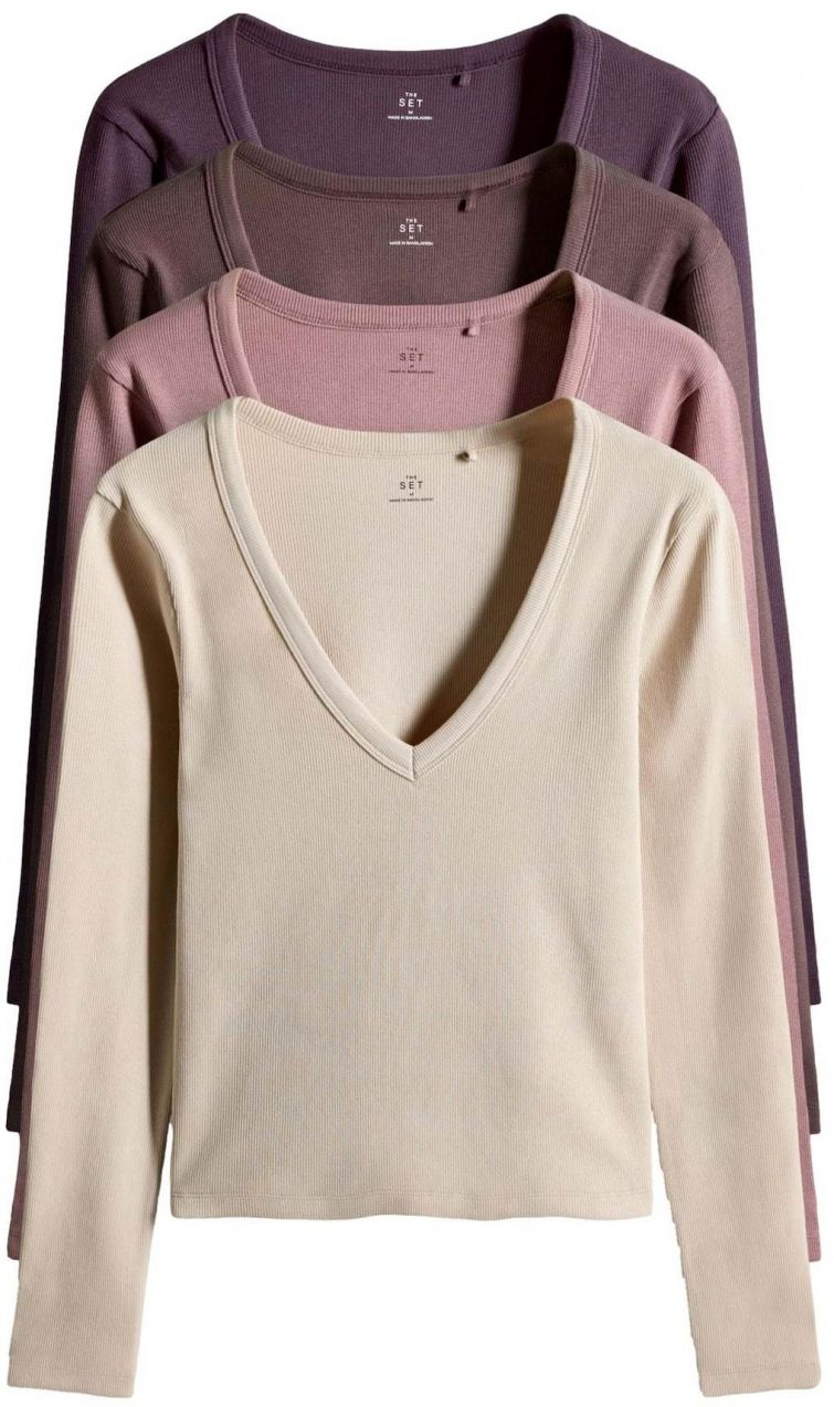The Set Tričko  krémová / hnedá / tmavofialová / ružová