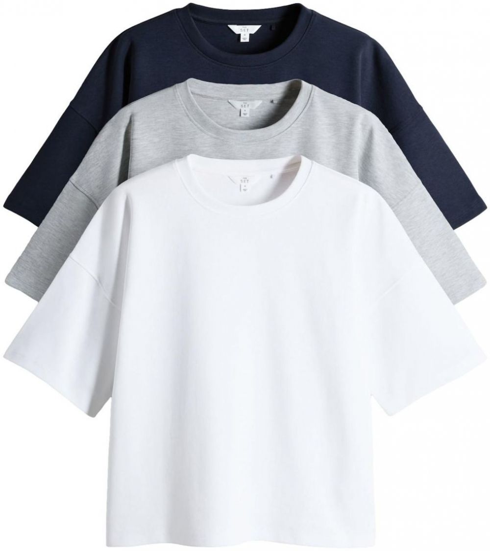 The Set Tričko  námornícka modrá / svetlosivá / biela