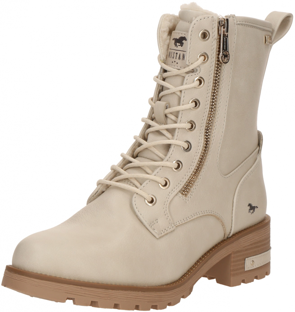 MUSTANG Šnurovacie členkové čižmy 'Haukea'  svetlobéžová