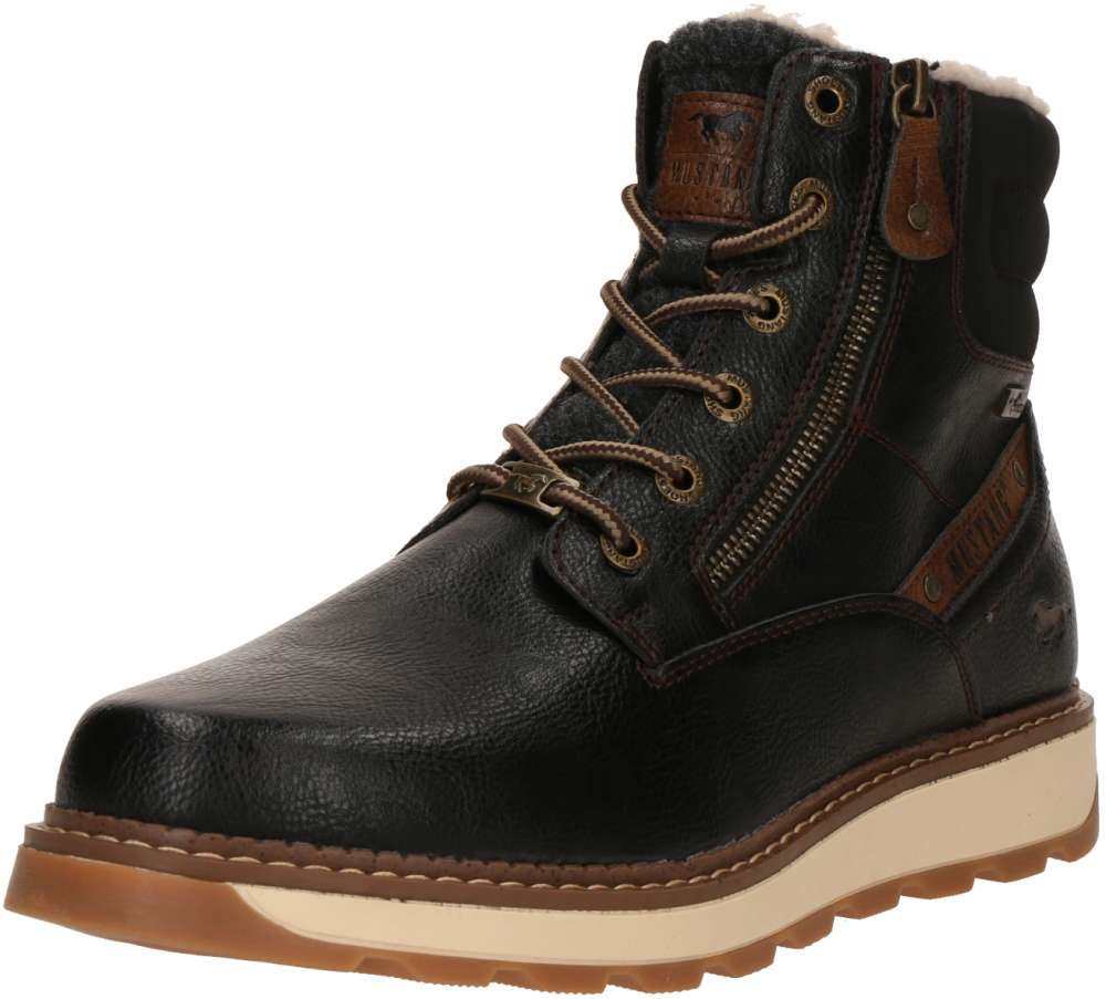 MUSTANG Šnurovacie čižmy  čierna