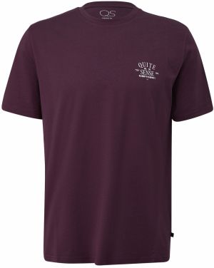QS Tričko  baklažánová / biela
