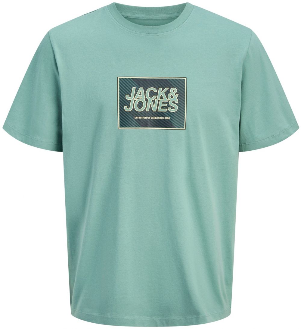 Jack & Jones Plus Tričko 'JJRAIN'  béžová / enciánová / čierna