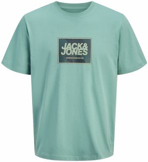 Jack & Jones Plus Tričko 'JJRAIN'  béžová / enciánová / čierna