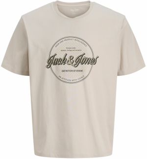 Jack & Jones Plus Tričko 'JJEDover Denim'  béžová / tmavobéžová / čierna
