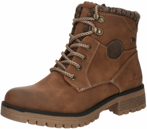 TOM TAILOR Šnurovacie členkové čižmy  krémová / koňaková / čierna