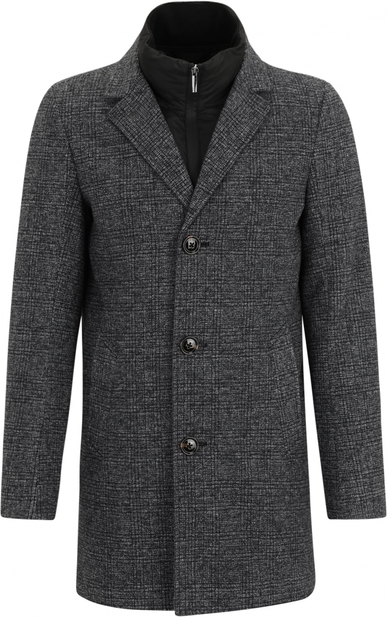 s.Oliver Prechodný kabát  sivá melírovaná / čierna