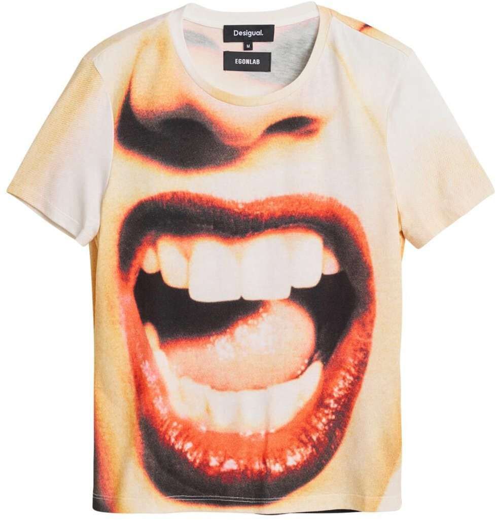 Desigual Tričko 'Boca'  piesková / červená / biela