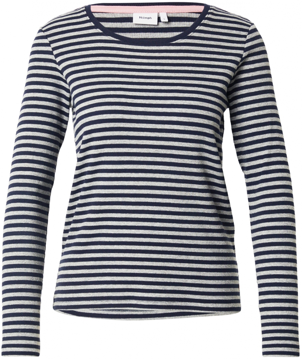 NÜMPH Tričko 'MELANY'  námornícka modrá / sivá