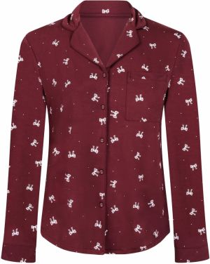 Hunkemöller Tričká na spanie  vínovo červená / biela