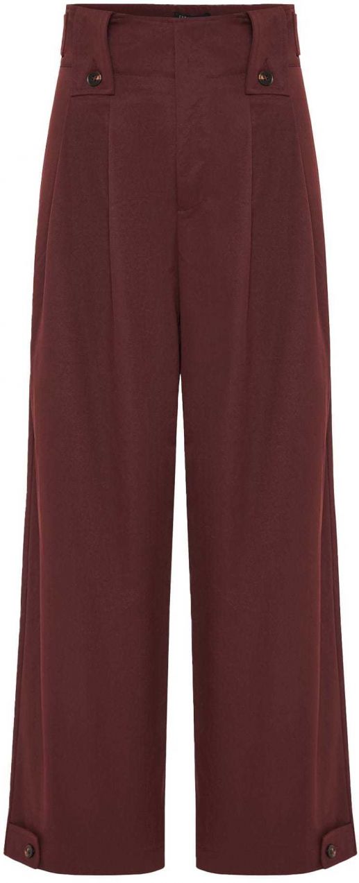 Funky Buddha Plisované nohavice  tmavočervená