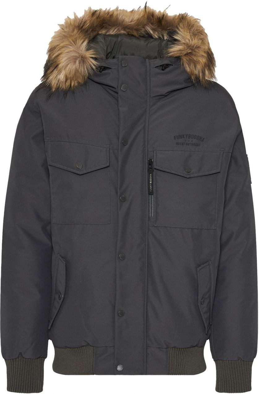Funky Buddha Zimná bunda  tmavosivá