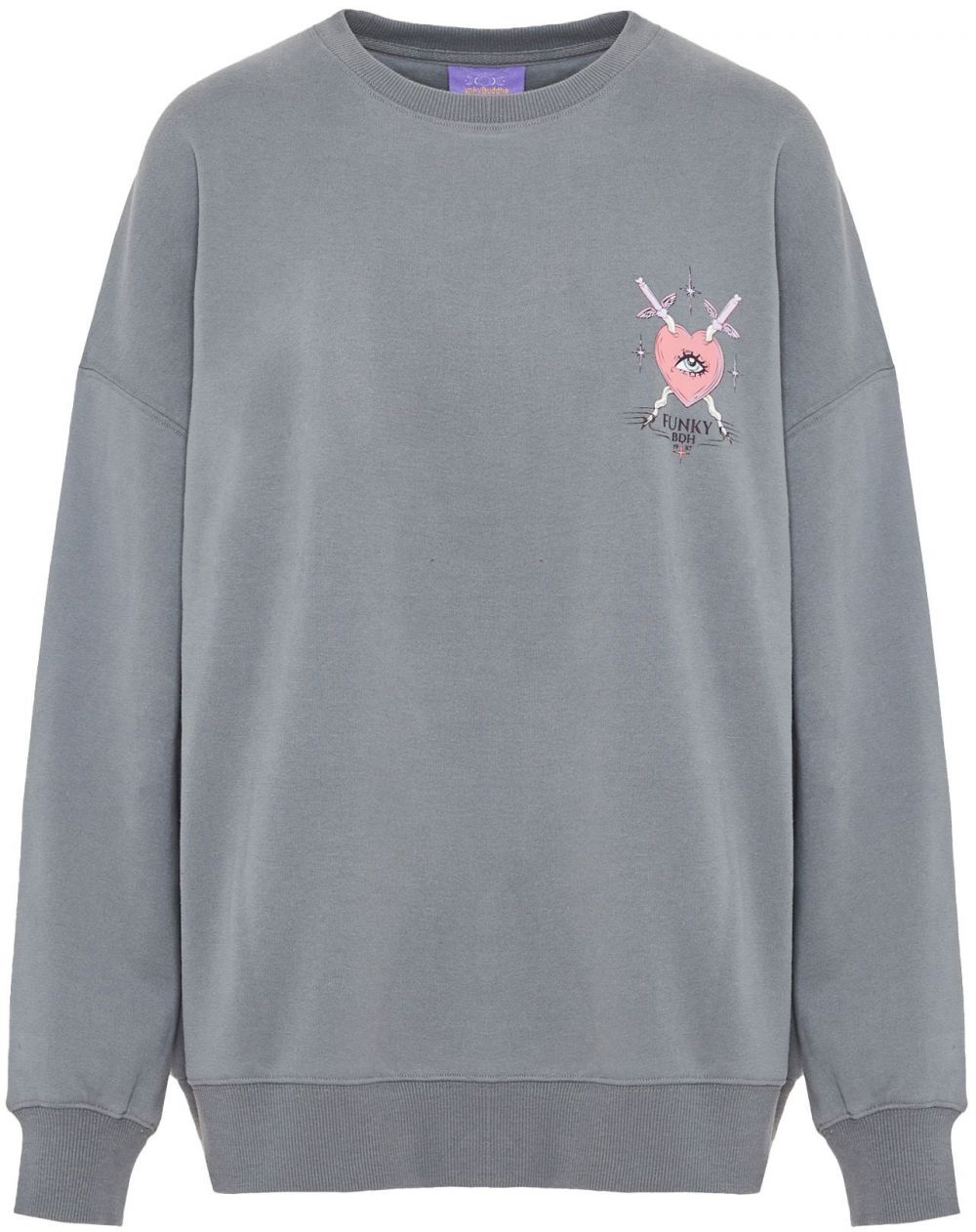 Funky Buddha Mikina  sivá / ružová / biela