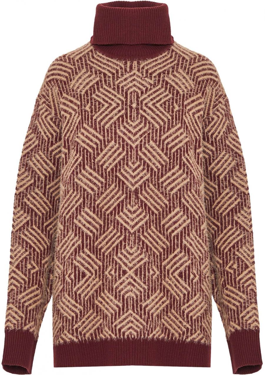 Funky Buddha Sveter  béžová / tmavočervená