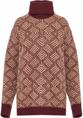 Funky Buddha Sveter  béžová / tmavočervená