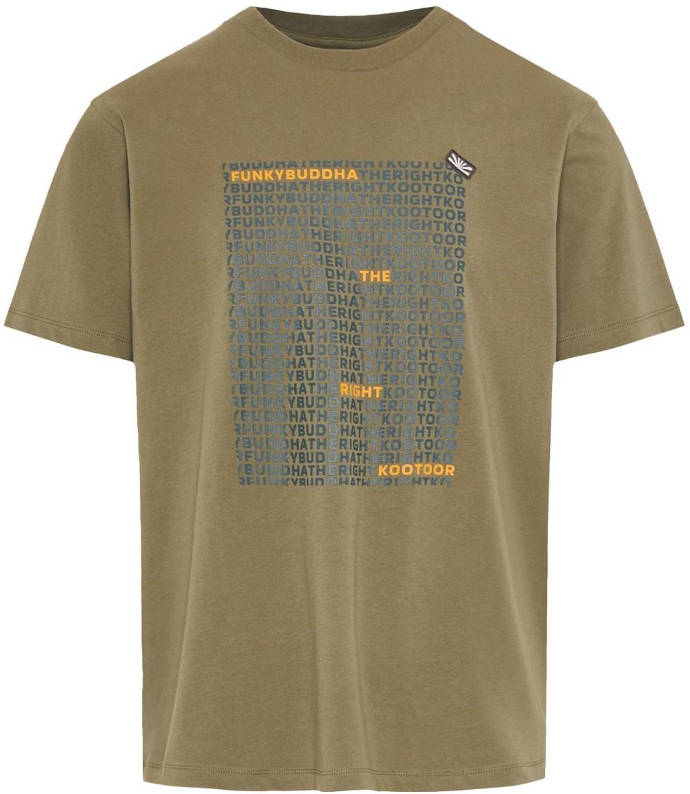 Funky Buddha Tričko  sivá / zelená / oranžová