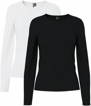 PIECES Tričko 'PCAMELIA'  čierna / biela