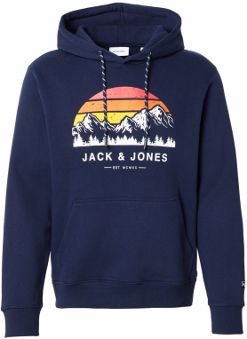 JACK & JONES Mikina 'JJEXPLORER'  námornícka modrá / biela