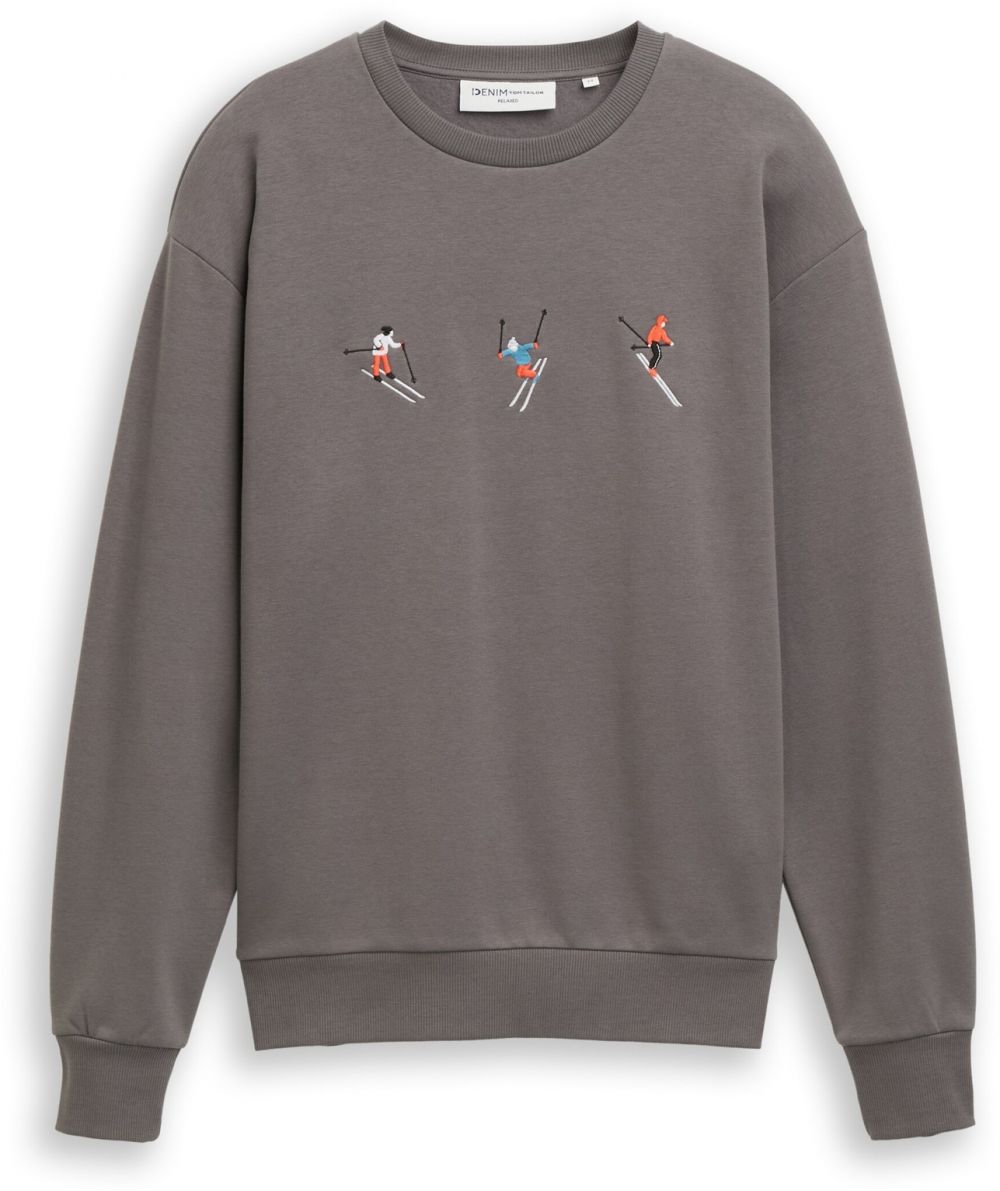 TOM TAILOR DENIM Mikina  farby bahna / oranžová / čierna / biela