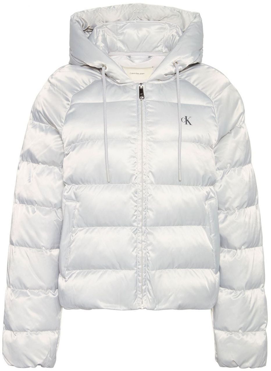 Calvin Klein Jeans Prechodná bunda  svetlosivá / biela