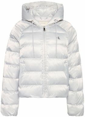Calvin Klein Jeans Prechodná bunda  svetlosivá / biela