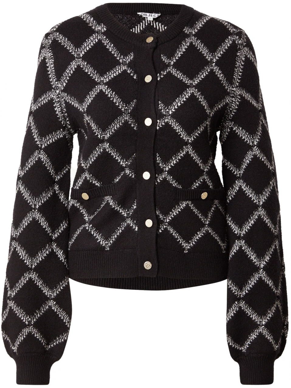 OBJECT Kardigán 'OBJPILUNA'  čierna / biela