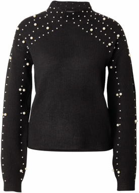 PIECES Sveter 'PCREA'  čierna / perlovo biela